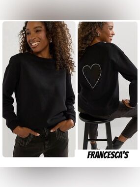 New Francesca’s Melinda Embellished Back Heart Sweatshirt